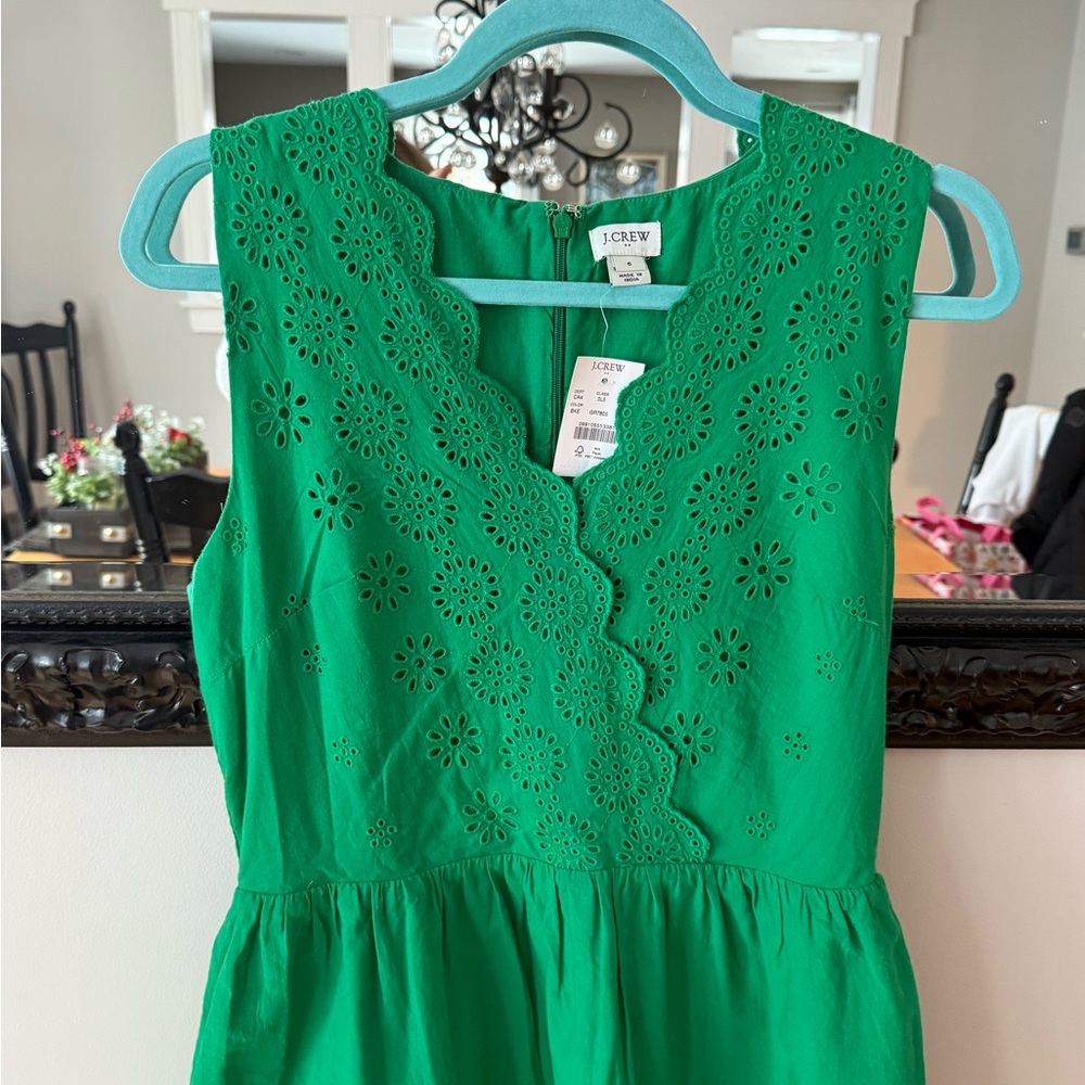 J. Crew Womens Bright Green Eyelet Sundress